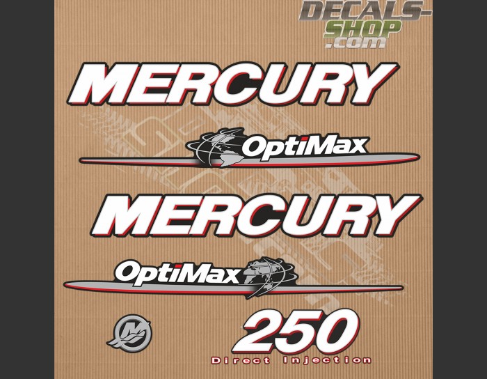 Mercury 250HP Optimax Direct Injection Outboard Decal Kit